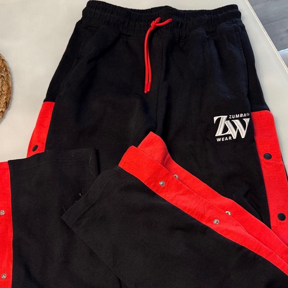 Zumba Fitness Black and Red Snap Pants